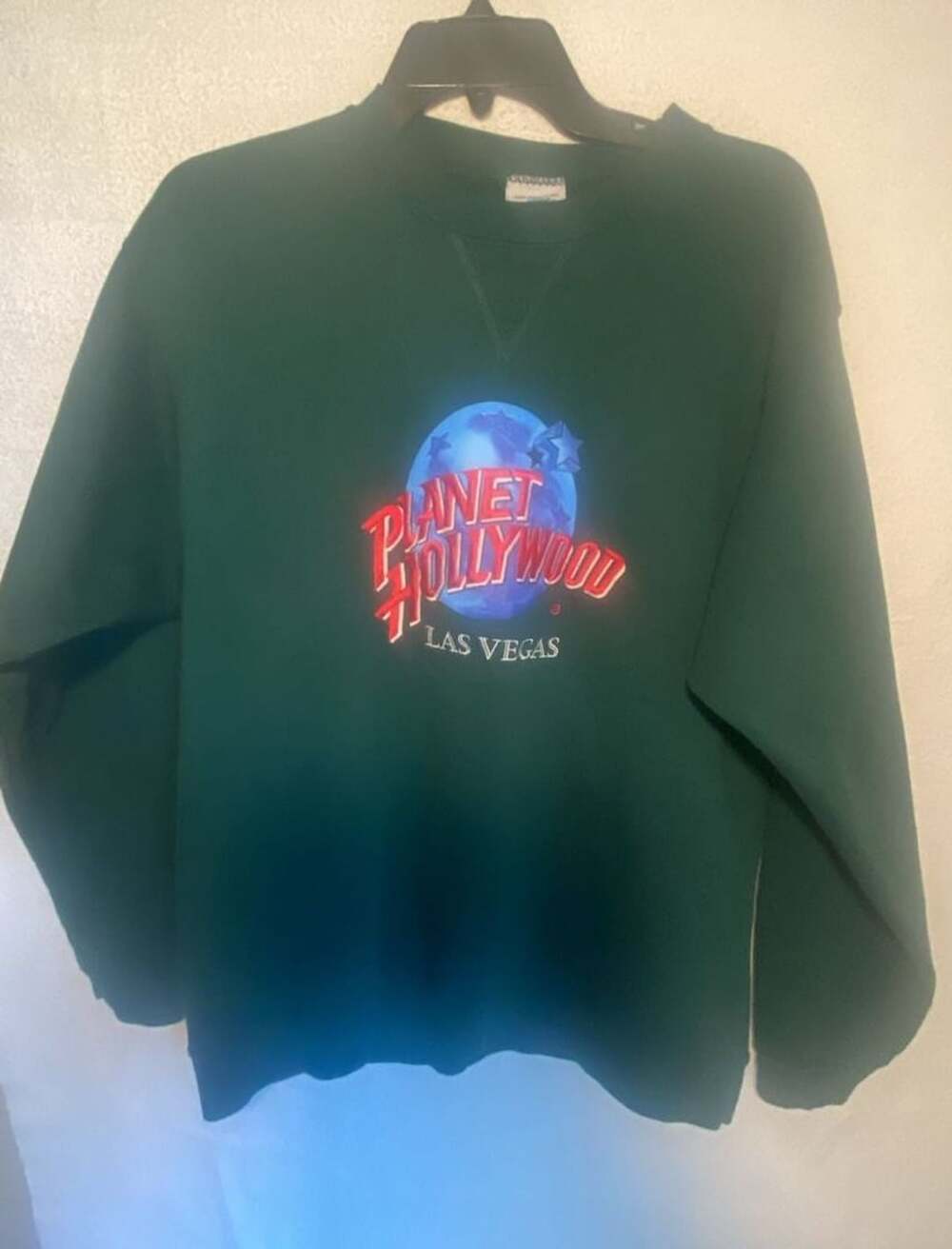 Vintage 90s Planet Hollywood Las Vegas Embroidered Green Crewneck Sweatshirt